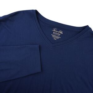 Tasso Elba Shirt Mens XXL Navy Blue Supima V-Neck Long Sleeve Classic Base Layer